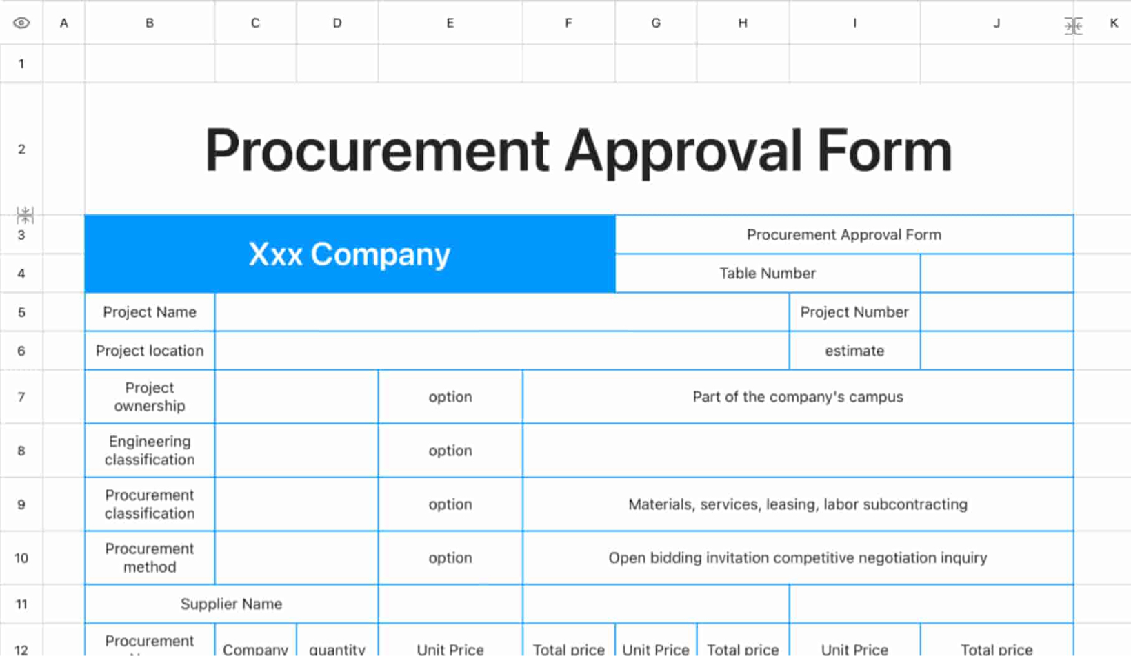 Purchase approval form